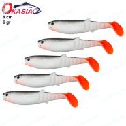 طعمه ماهیگیری ژله ای اوکاسیا ۸ سانت OKASIA سفید پشت مشکی