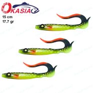 طعمه ماهیگیری ژله ای دم داسی اوکاسیا ۱۵ سانت OKASIA طرح اردک ماهی PK