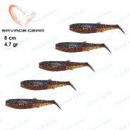 طعمه ماهیگیری ماهی ژله ای ساوج گیر ۸ سانتی رنگ طلایی پشت مشکی