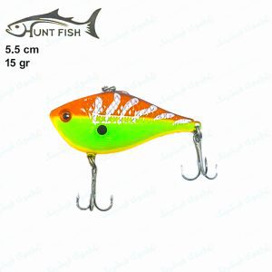 طعمه ماهیگیری لور استخوانی HUNT FISH طول ۵.۵ سانت ۱۵ گرم سبز پشت قرمز