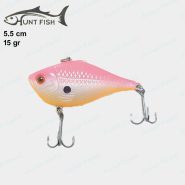 طعمه ماهیگیری لور استخوانی HUNT FISH طول ۵.۵ سانت ۱۵ گرم سفید پشت صورتی