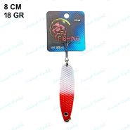 قاشقک ماهیگیری طرح سفید قرمز ۱۸ گرم ۸ سانتی