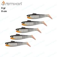 طعمه ژله ای ماهیگیری رمیکسون ۸ سانتی ۶ گرمی REMIXON SLB80 سفید پشت مشکی