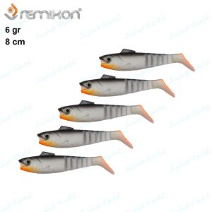 طعمه ژله ای ماهیگیری رمیکسون ۸ سانتی ۶ گرمی REMIXON SLB80 سفید پشت مشکی
