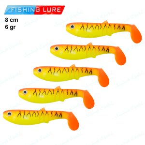 طعمه ماهیگیری ژله ای فیشینگ لور ۸ سانت FISHING LURE تایگر نارنجی GY