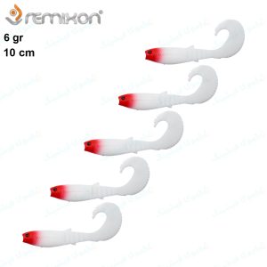 طعمه ماهیگیری ژله ای دم داسی رمیکسون ۱۰ سانت ردهد(کله قرمز) RH