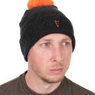کلاه بافت زمستانی مشکی نارنجی فوکس Fox Collection Bobble Hat