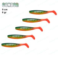 طعمه ماهیگیری ماهی ژله ای کوندور CONDOR سایز ۹ سانت سبز شکم قرمز 040