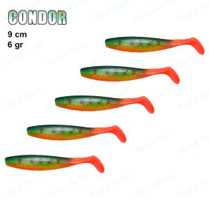 طعمه ماهیگیری ماهی ژله ای کوندور CONDOR سایز ۹ سانت سبز شکم قرمز 040