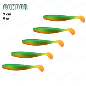 طعمه ماهیگیری ماهی ژله ای کوندور CONDOR سایز ۹ سانت سبز قرمز 131
