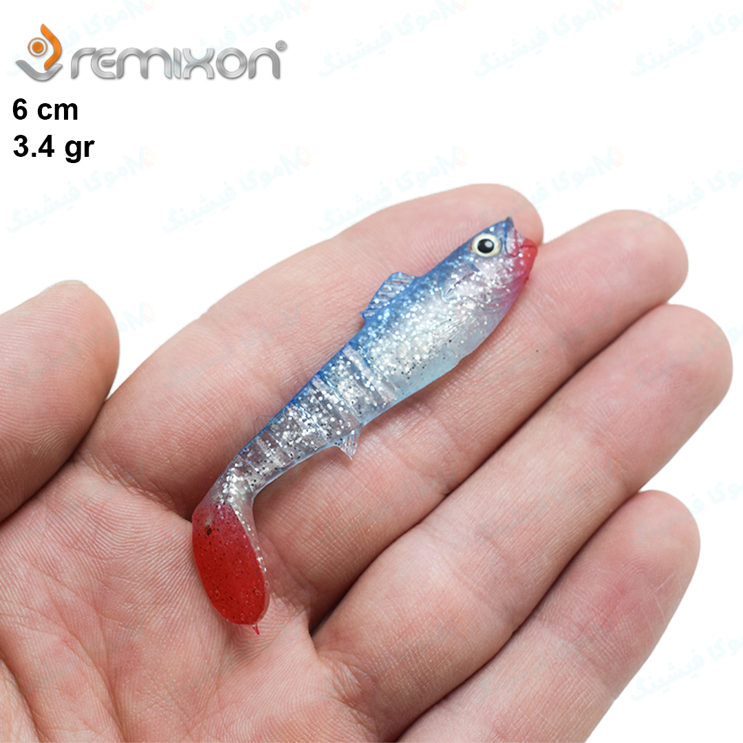 remixon-slb60-6cm-bg-2 خرید ماهی ماهیگیری ژله ای رمیکسون ۶ سانت آبی زردار SLB60