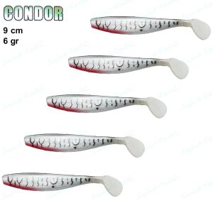 طعمه ماهیگیری ماهی ژله ای کوندور CONDOR سایز ۹ سانت طرح تایگر سفید 094