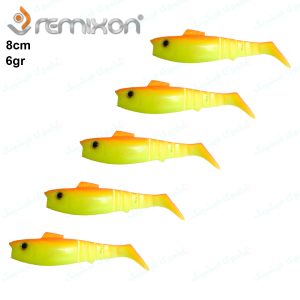 طعمه ماهیگیری ژله ای رمیکسون ۸ سانت REMIXON SLB80 زرد نارنجی
