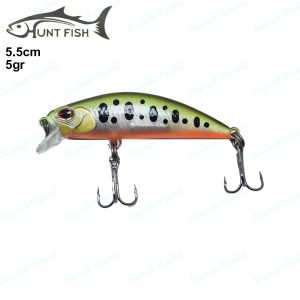 لور استخوانی هانت فیش Hunt Fish طرح قزلی ۵ گرم ۵.۵ سانت سینک سبز خالدار